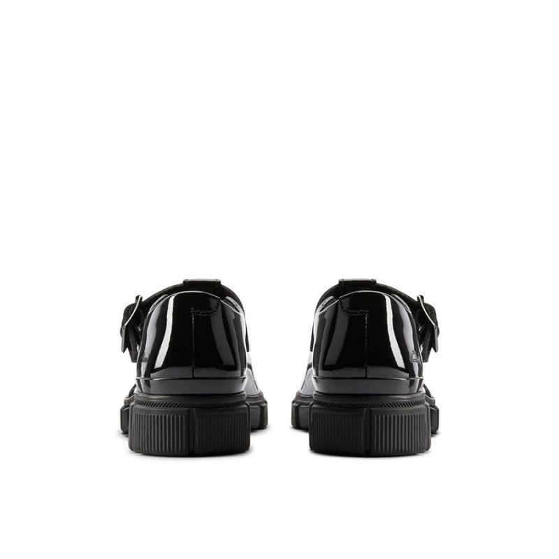 Clark s Evyn Bar Kid School Shoes in Black Patent